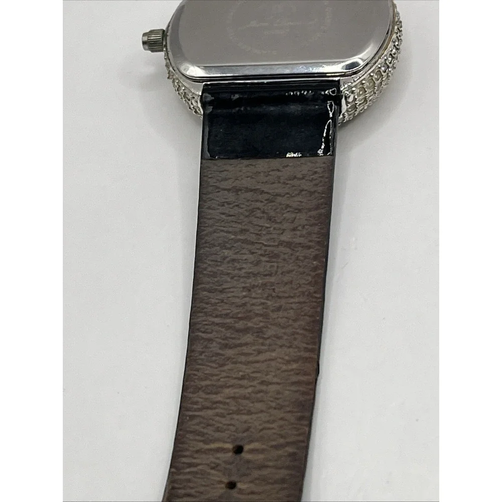 Jean Dousset Women's Diamond Bezel Watch Leather Band MOP Dial- New Battery‎